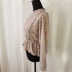 Floral peplum long sleeve blouse NWT